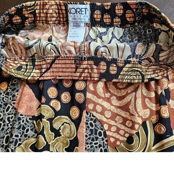 Koret Petites Patchwork Maxi Skirt 14 Petite Brown Black Rayon Vintage Style - Picture 5 of 7